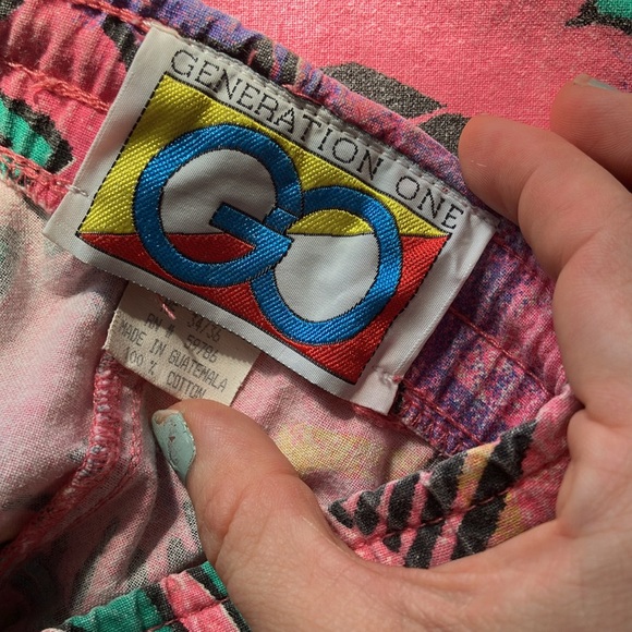 Vintage 80s 90s Hot Pink Printed Men's Shorts - Picture 5 of 7